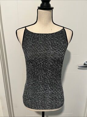 Bebe Vintage 1990’s Gray Black Textured Design Sleeveless Top Made in USA